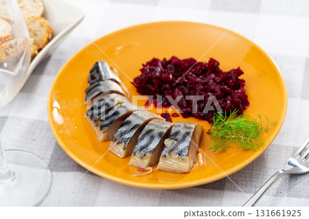 Appetizing mackerel with beetroot Appetizing mackerel with beetroot 131661925