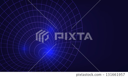 Futuristic Blue Grid Tunnel Background with Light Effects 131661957