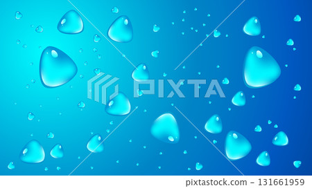 Shiny Water Drops on Blue Gradient Background Shiny Water Drops on Blue Gradient Background 131661959