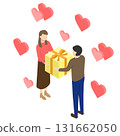 Woman giving a gift on Valentine's Day - Isometric 131662050