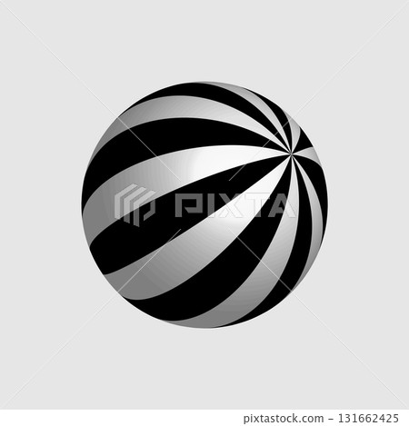3D black and white striped sphere with radial pattern 3D black and white striped sphere with radial pattern 131662425
