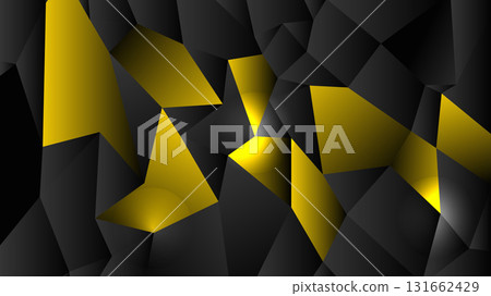 Abstract black and yellow polygon geometric background 131662429