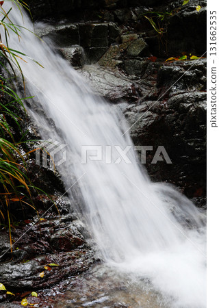 A lively, flowing small waterfall A lively, flowing small waterfall 131662535