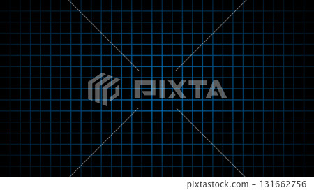 Futuristic Blue Grid Pattern on Black Background 131662756