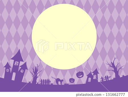 Purple stylish cute Halloween background, horizontal moon frame, vector png transparent 131662777