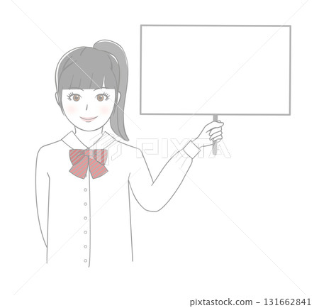 Female student holding a board 131662841