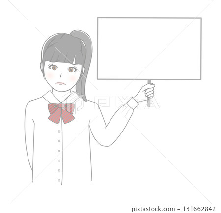 Female student holding a board 131662842