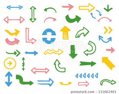 一組彩色手繪箭頭 一組彩色手繪箭頭 131662903