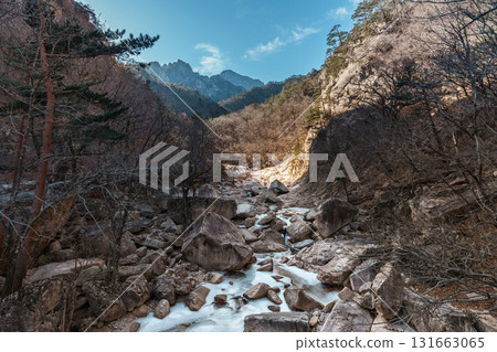 Frozen Stream and Rocky Valley at Seoraksan National Park, South Korea Frozen Stream and Rocky Valley at Seoraksan National Park, South Korea 131663065