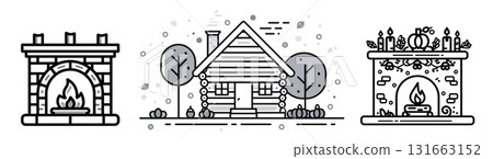 Cozy fireplaces showcase fall's charm, created AI, PNG Cozy fireplaces showcase fall's charm, created AI, PNG 131663152