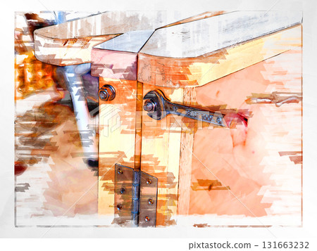 Sketch Sketch style Wood processing Woodworking Japanese Electric file Woodworking shop Factory Shaving Manual work Hand Working scenery 131663232