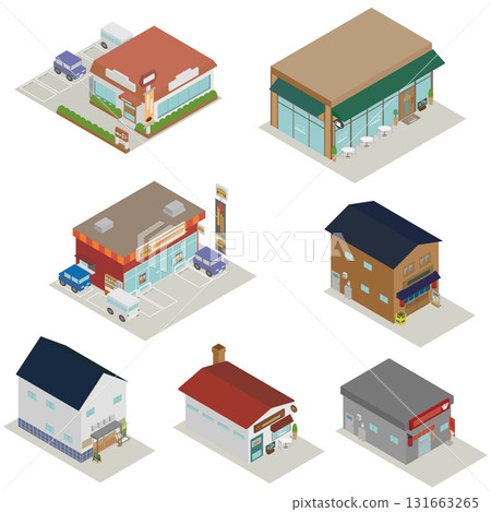 Isometric Japanese restaurant illustration set 131663265
