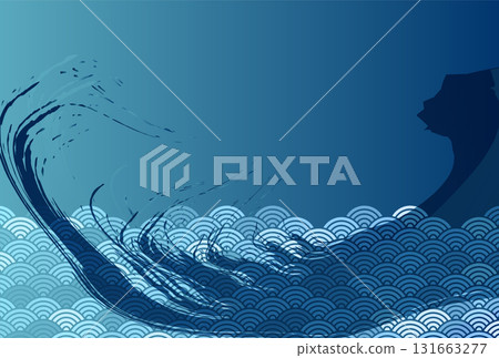 Wave brush blue New Year's card background 131663277