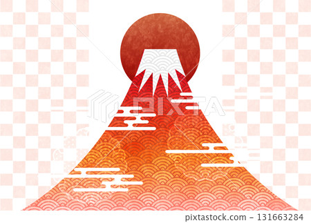 Mt. Fuji sunrise New Year's card background Mt. Fuji sunrise New Year's card background 131663284