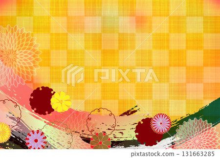 Chrysanthemum Japanese pattern New Year's card background 131663285