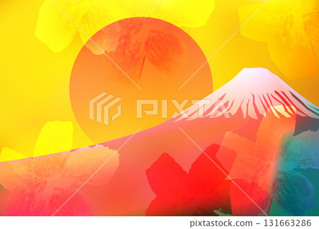 富士山日出新年卡片背景 富士山日出新年卡片背景 131663286