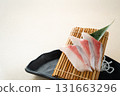 Sashimi served on a plate 131663296