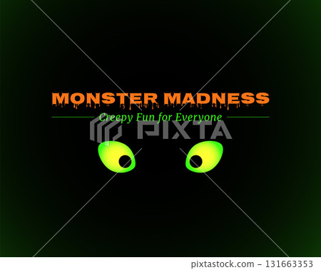 monster madness halloween party with glowing green eyes 131663353