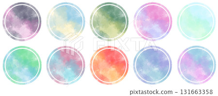 Two-tone watercolor circle material set Two-tone watercolor circle material set 131663358