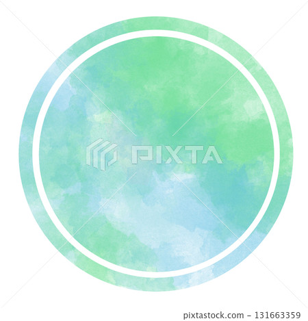 Green and light blue two-tone watercolor circle material Green and light blue two-tone watercolor circle material 131663359