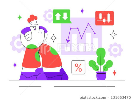Online Stock Trading Platforms Illustration Featuring Buying and Selling Digital Assets Like Bitcoin for Potential Profit or Investment Purposes 131663470