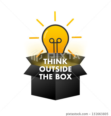 Lightbulb emerging from box representing idea and creativity 131663805