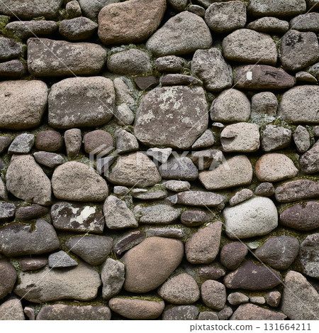 Natural stone wall, close-up of traditional Japanese stone wall 131664211