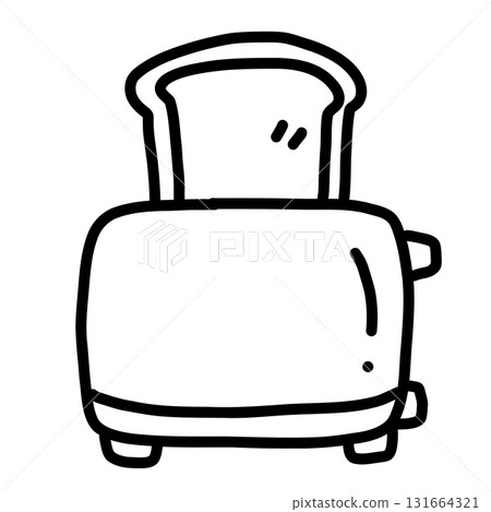 彈出式烤麵包機的簡單可愛的手繪線條畫 彈出式烤麵包機的簡單可愛的手繪線條畫 131664321
