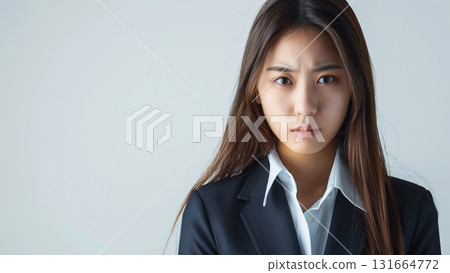Angry office worker, middle-aged Japanese woman Angry office worker, middle-aged Japanese woman 131664772