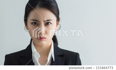 Angry office worker, middle-aged Japanese woman 131664773