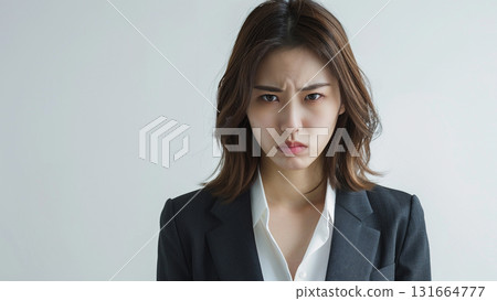 Angry office worker, middle-aged Japanese woman 131664777