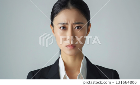 Angry office worker, middle-aged Japanese woman 131664806