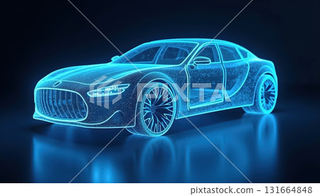 Holographic Car Concept Highlighting Innovation in Urban Transport 131664848