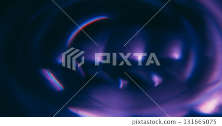 Defocused luminous twirl. Color flare. Purple neon radiant texture optical glimmer flash circle on abstract illuminated bokeh background. 131665075