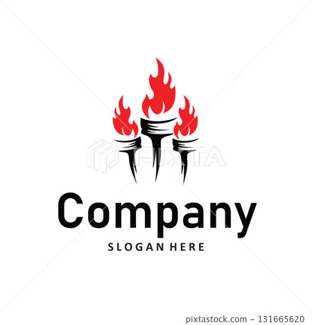 Torch logo, simple modern design, fire furnace, concept, symbol, illustration, poster template or product brand 131665620