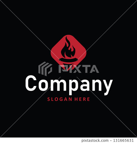 Torch logo, simple modern design, fire furnace, concept, symbol, illustration, poster template or product brand 131665631