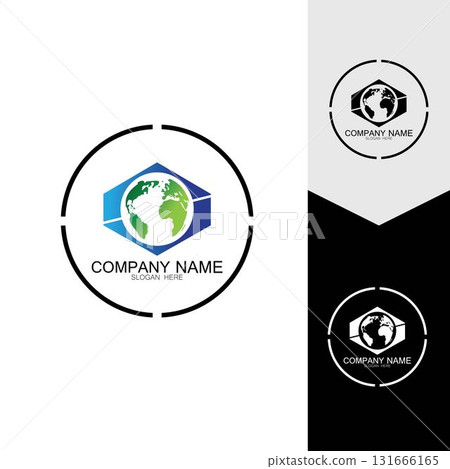 3D digital globe logo design. icon vector illustration. This logo is suitable for global company  world technologies and media and publicity agencies 131666165