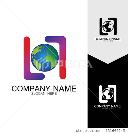 3D digital globe logo design. icon vector illustration. This logo is suitable for global company  world technologies and media and publicity agencies 131666245
