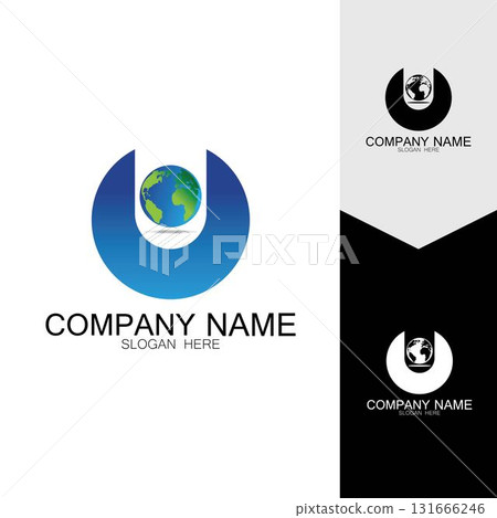 3D digital globe logo design. icon vector illustration. This logo is suitable for global company  world technologies and media and publicity agencies 131666246
