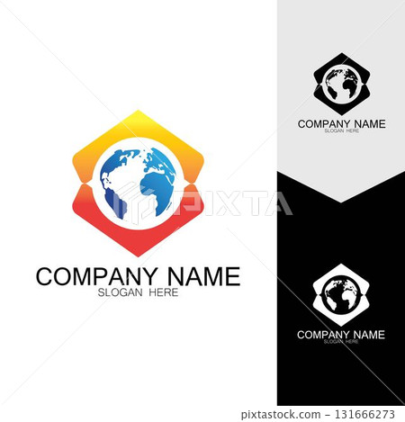 3D digital globe logo design. icon vector illustration. This logo is suitable for global company world technologies and media and publicity agencies 3D digital globe logo design. icon vector illustration. This logo is suitable for global company world technologies and media and publicity agencies 131666273