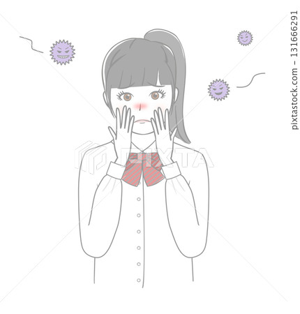 Female students troubled by viruses Female students troubled by viruses 131666291