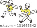 兩位男土木工程師搬運材料的插圖 131666342