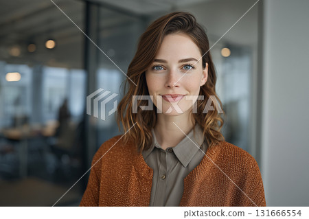AI-generated image: Portrait of a young Western businesswoman in an office 131666554