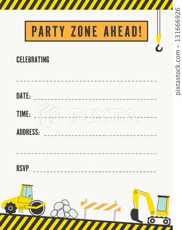 CONSTRUCTION SITE invitation building theme illustration printable ready to use invite design for kids CONSTRUCTION SITE invitation building theme illustration printable ready to use invite design for kids 131666926