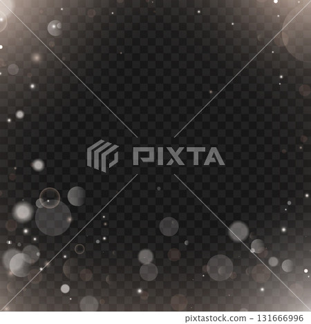 Elegant sparkling white and silver bokeh lights frame overlay. Vector 131666996