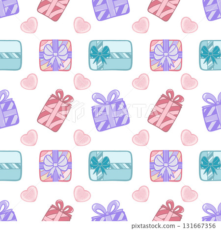 Seamless pattern flat Party collection set. Cute pastel colors. 131667356