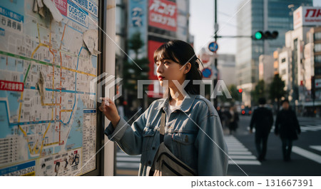 Lifestyle portrait of a woman walking around the city and enjoying shopping 131667391