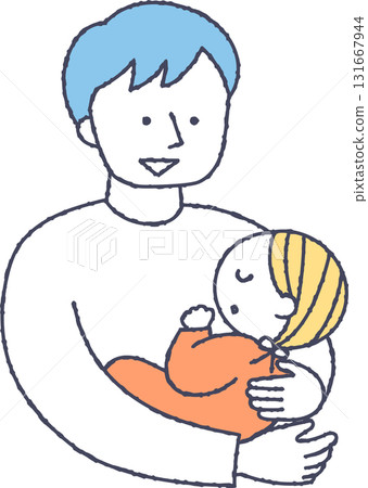 抱著嬰兒的男人 131667944