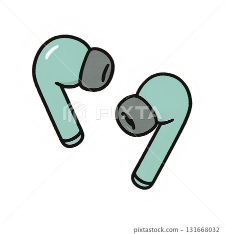 無線耳機的可愛卡通風格插圖 131668032