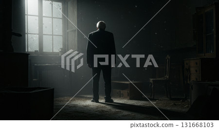 An elderly man near the window 131668103
